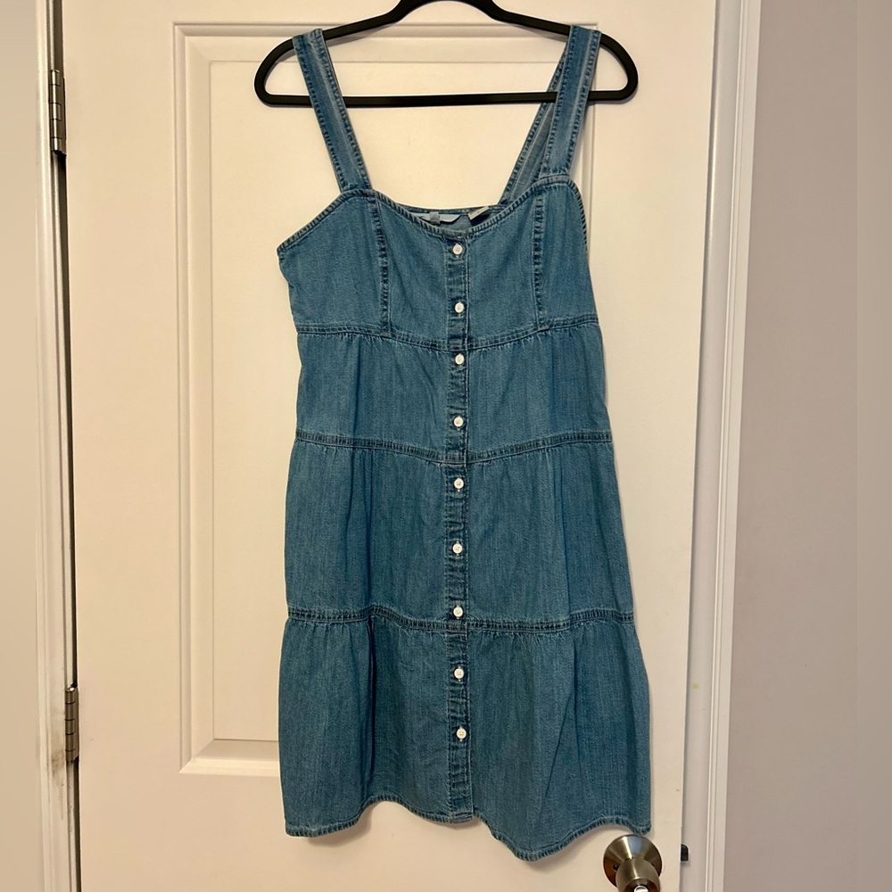 Levi's Dress | Chambray Cotton Tiered Front Button